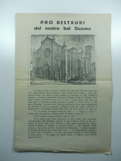 Pro restauri del nostro bel Duomo, Asti. Supplemento al n. 8 della Gazzetta d'Asti